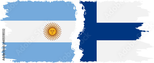 Finland and Argentina grunge flags connection vector