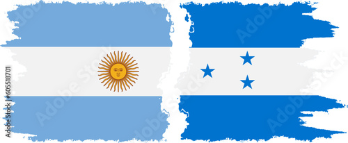 Honduras and Argentina grunge flags connection vector
