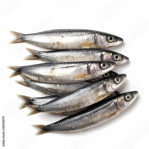 Pile Of Sardines Fish Isolated White Illustration