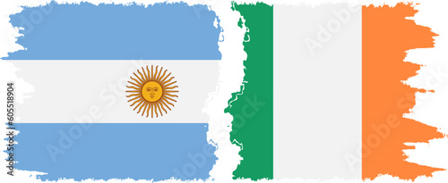 Ireland and Argentina grunge flags connection vector