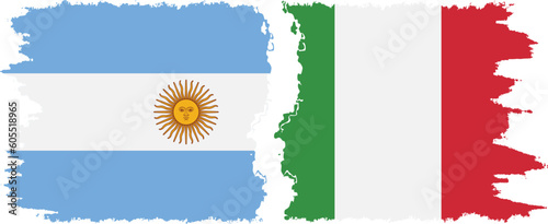 Italy and Argentina grunge flags connection vector