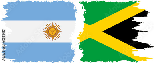 Jamaica and Argentina grunge flags connection vector