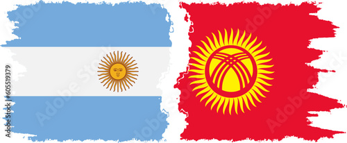 Kyrgyzstan and Argentina grunge flags connection vector
