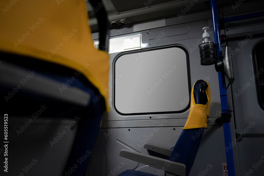Commercial mock-up photos inside the bus