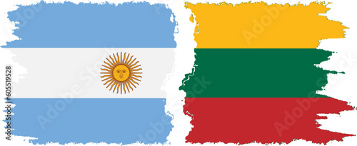 Lithuania and Argentina grunge flags connection vector