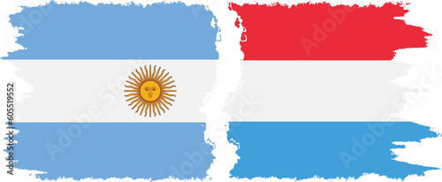 Luxembourg and Argentina grunge flags connection vector