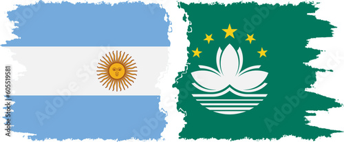 Macau and Argentina grunge flags connection vector