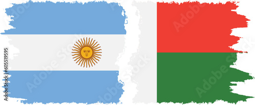 Madagascar and Argentina grunge flags connection vector