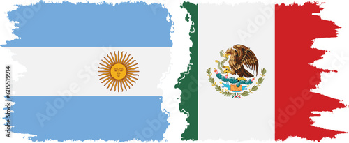 Mexico and Argentina grunge flags connection vector