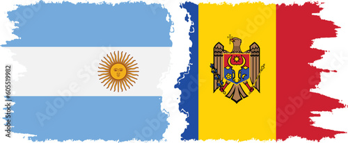 Moldova and Argentina grunge flags connection vector