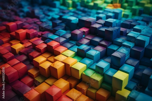 Colorful geometric background made of rainbow cubes. Generative AI