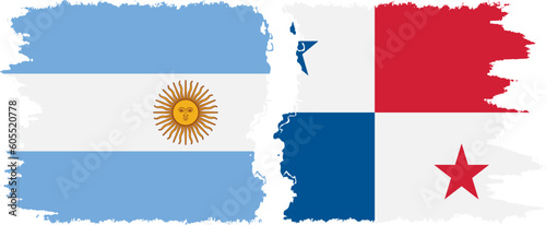 Panama and Argentina grunge flags connection vector