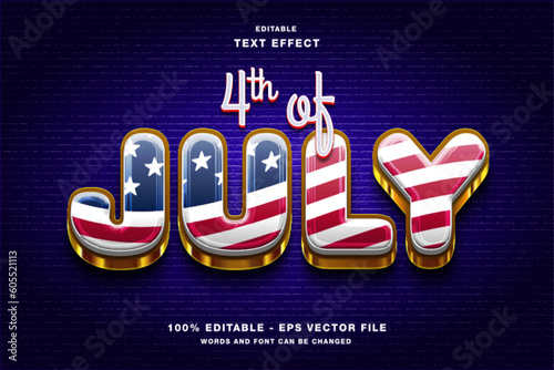4th of July Independence Day 3D Editable Text Effect