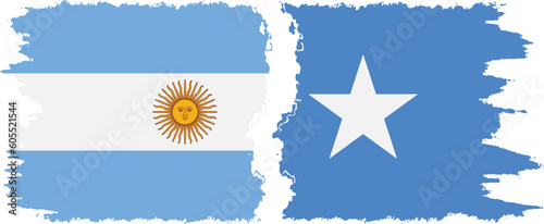 Somalia and Argentina grunge flags connection vector