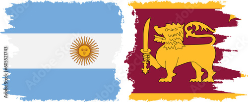 Sri Lanka and Argentina grunge flags connection vector