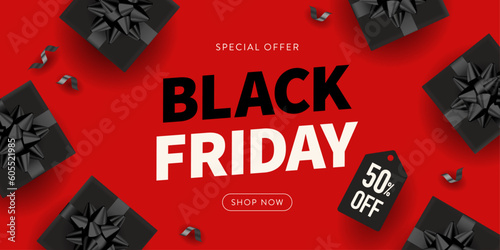 Black friday sale promotion banner. Vector background.