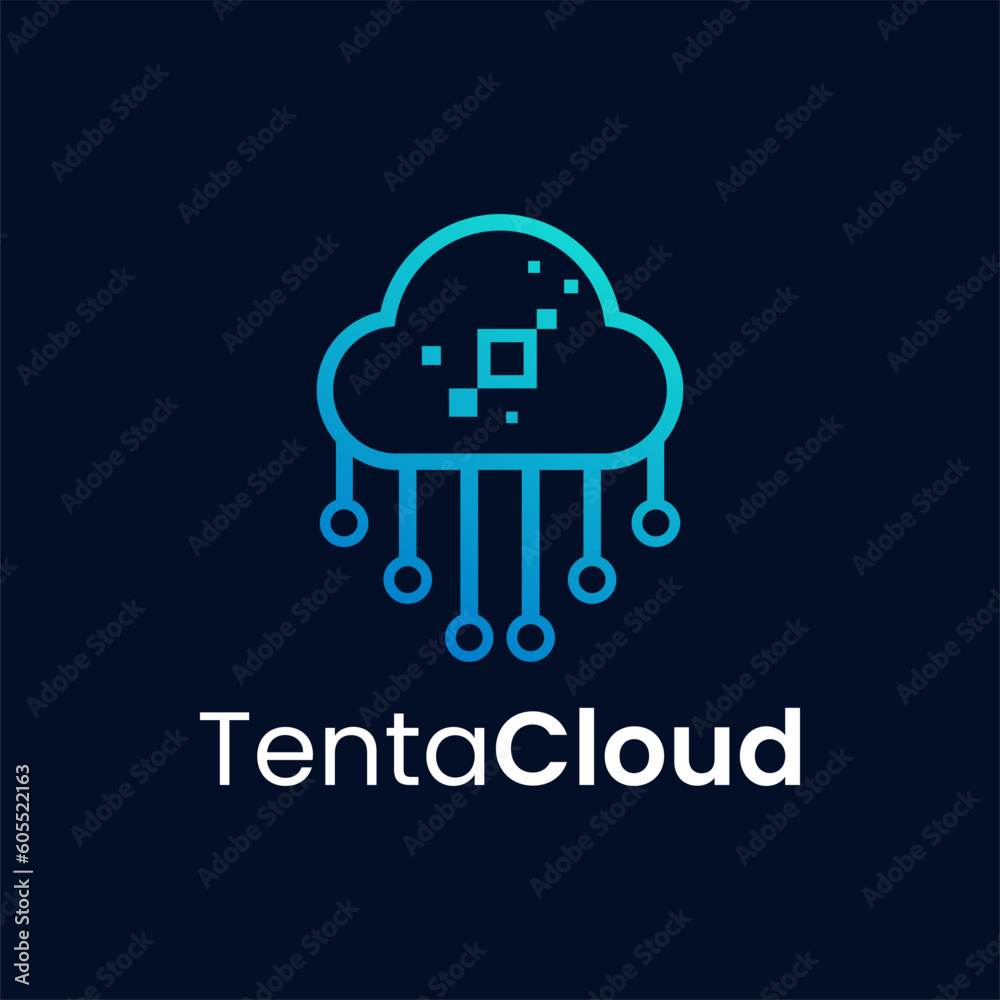 The mono line logo depicts a cloud and an octopus. It is suitable for use for technology logos. The mono line logo depicts a cloud and an octopus. It is suitable for use for technology logos.