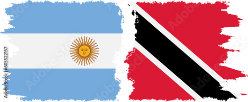 Trinidad and Tobago and Argentina grunge flags connection vector