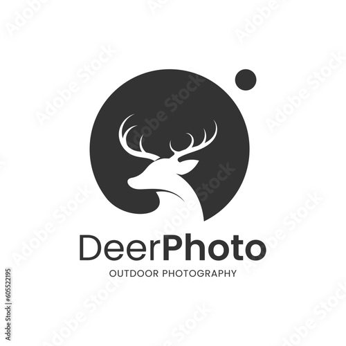 Modern deer and camera combination logo. It is suitable for use for photography logos.