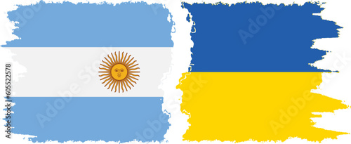 Ukraine and Argentina grunge flags connection vector