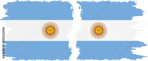 Argentina and Argentina grunge flags connection vector