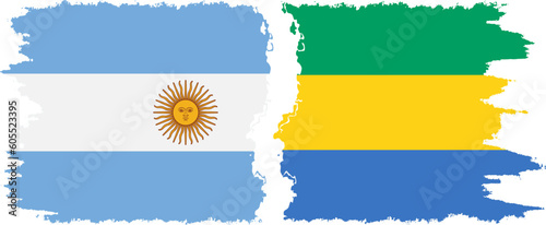 Gabon and Argentina grunge flags connection vector