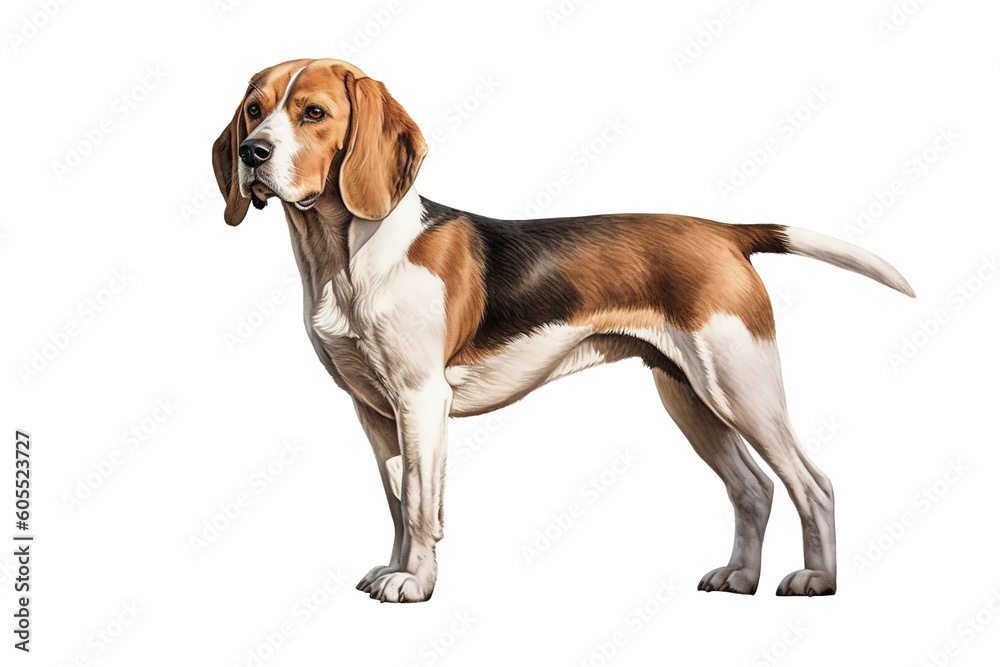 Image of beagle dog on a white background. Pet. Animals. Illustration. Generative AI. Image of beagle dog on a white background. Pet. Animals. Illustration. Generative AI.