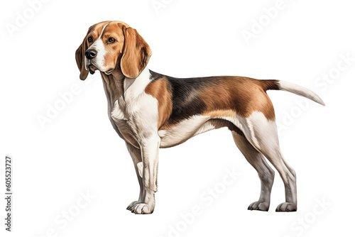 Image of beagle dog on a white background. Pet. Animals. Illustration. Generative AI.
