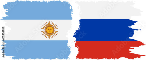 Russia and Argentina grunge flags connection vector