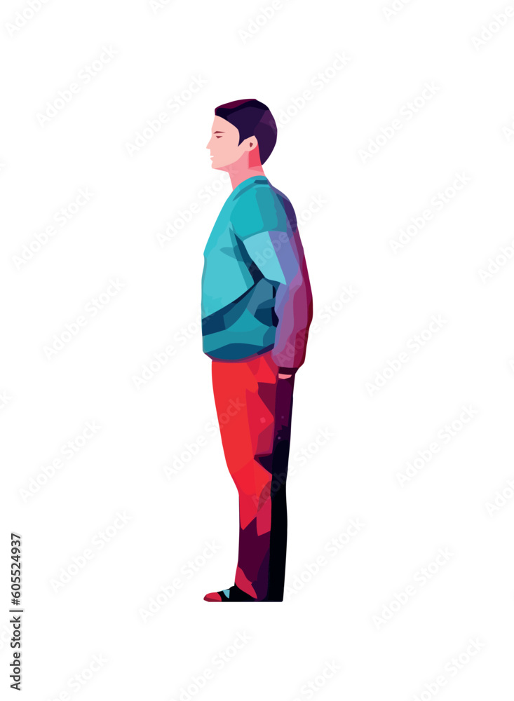 standing man in modern clothes