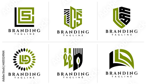 Minimalist eco leaf letter LCS and LLD logo design
