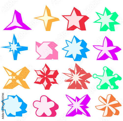 Set colorful trendy stars icon logo. Vector illustration