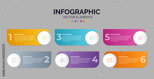 6 steps infographics design vector and marketing can be used for workflow layout