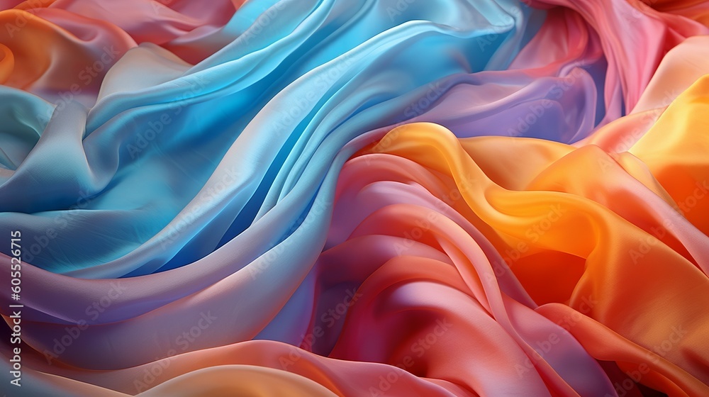 Obraz premium colorful silk fabric textured background graphic resource stock illustration Generative AI