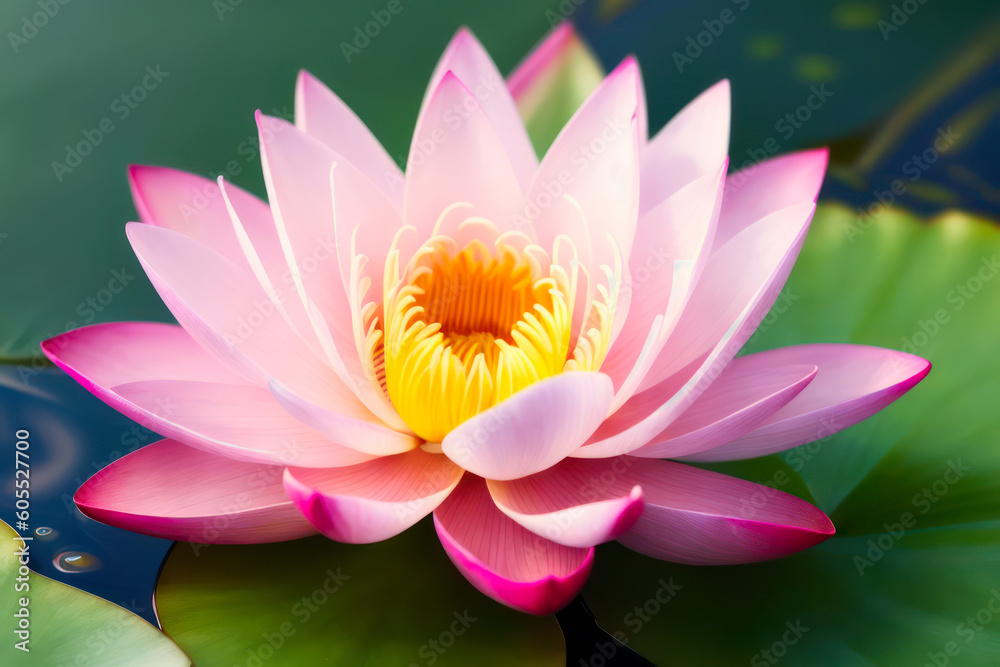 Macro photo of Lotus flower floating in the water. Wildlife concept of ecological environment. Generative AI Macro photo of Lotus flower floating in the water. Wildlife concept of ecological environment. Generative AI