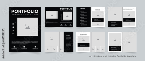 Architecture and interior portfolio template design A4 size print ready portfolio template