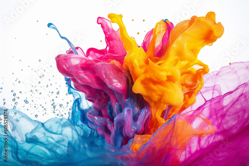 Colorful Abstract Motion Drop with Swirling Ink Splash, generative AI