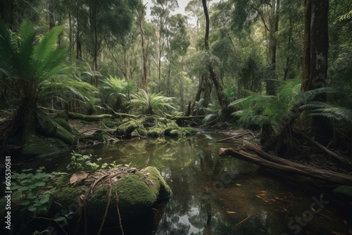 Australian rainforest in Queensland. Generative AI