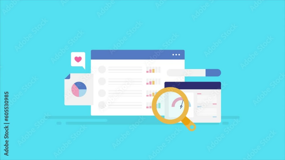 Business intelligence software tracking website keyword ranking performance, analysing seo data, site speed, competitive analysis report, video animation.