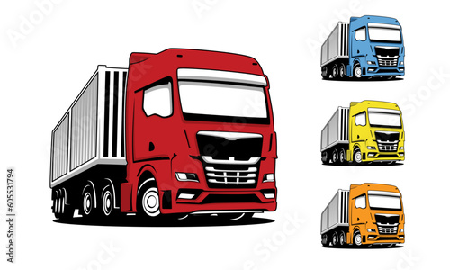 Heavy truck illustration logo template, Trucking company logo. Truck delivery or logistic logo industry vector