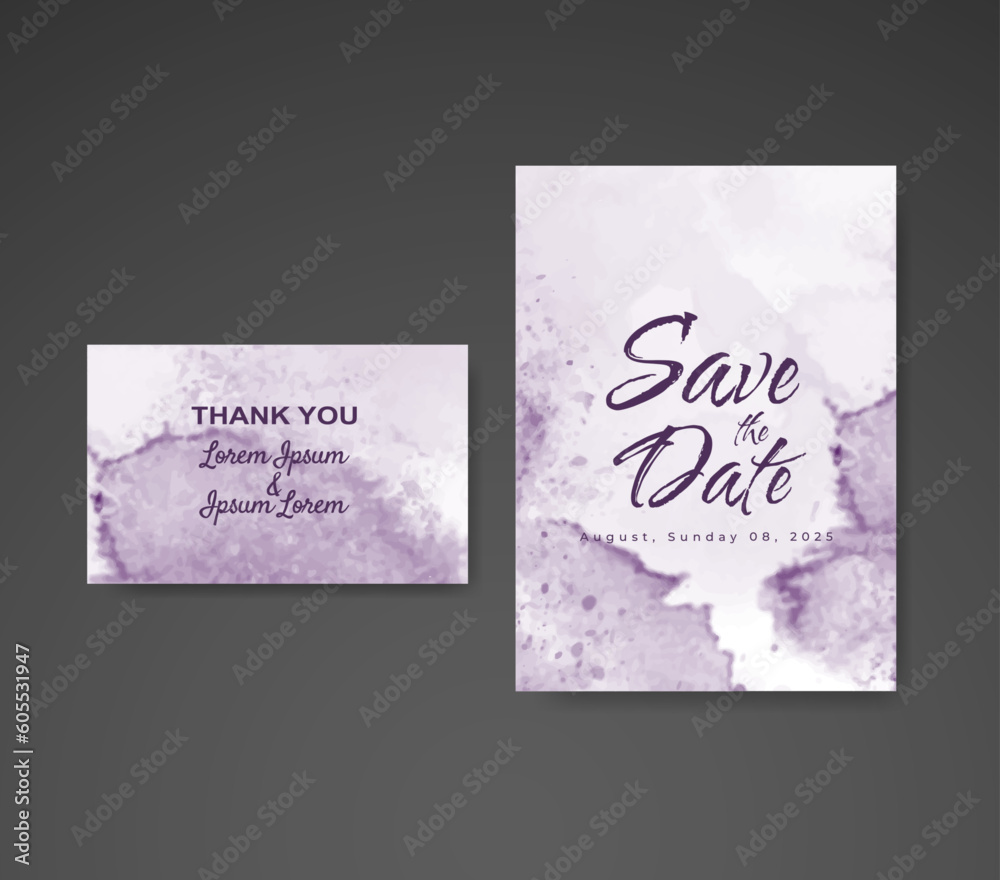 Wedding invitation with abstract watercolor background