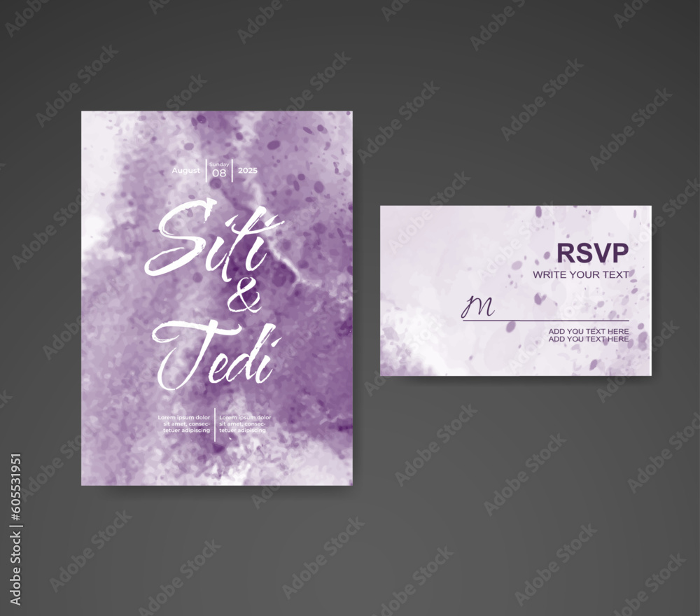Wedding invitation with abstract watercolor background Wedding invitation with abstract watercolor background