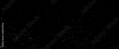Dust and scratches design. aged photo editor layer. Black grunge abstract background. Copy space, white dust and scratches on a black background. The texture of dirt on the glass.