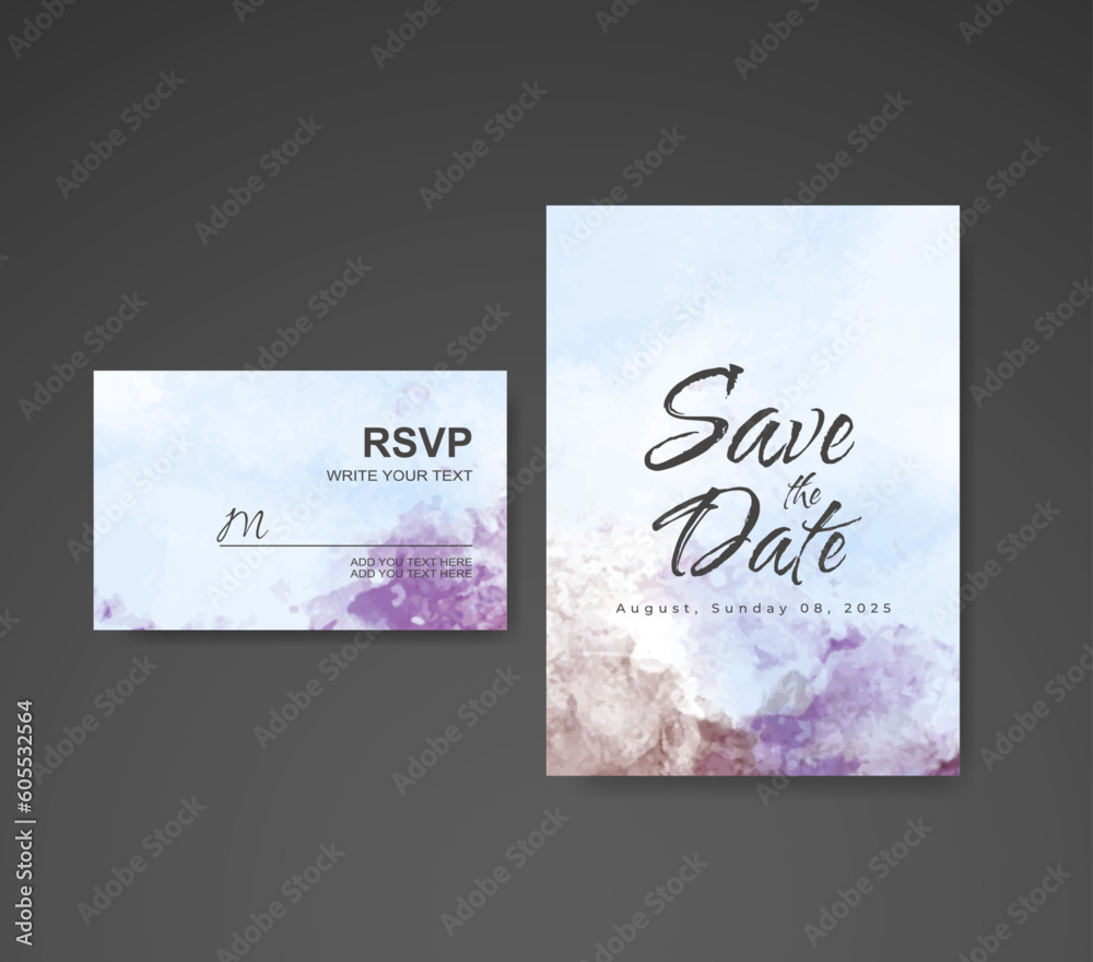 Wedding invitation with abstract watercolor background Wedding invitation with abstract watercolor background