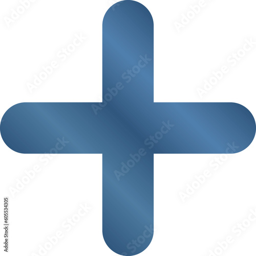 Plus symbol for business or studies in metallic blue