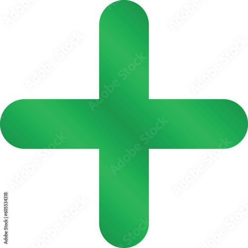 Plus symbol for business or studies in metallic green