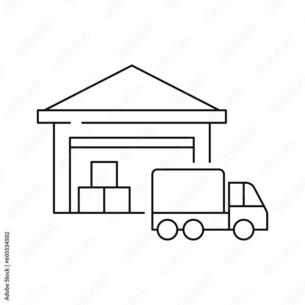 Warehouse line icon isolated on white background. Vector illustration Warehouse line icon isolated on white background. Vector illustration