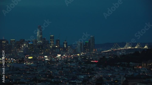 Wallpaper Mural Drone clip panning down from night sky to city skyline with suspension bridge Torontodigital.ca