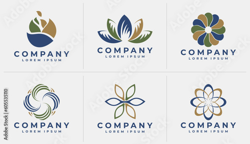Minimalist abstract flower logo design bundle