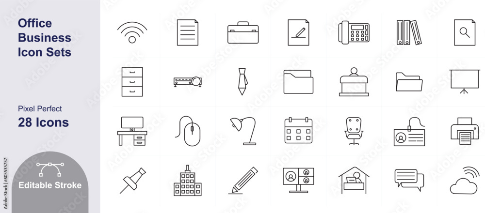 Icons that can be used to create a business or office-themed design
